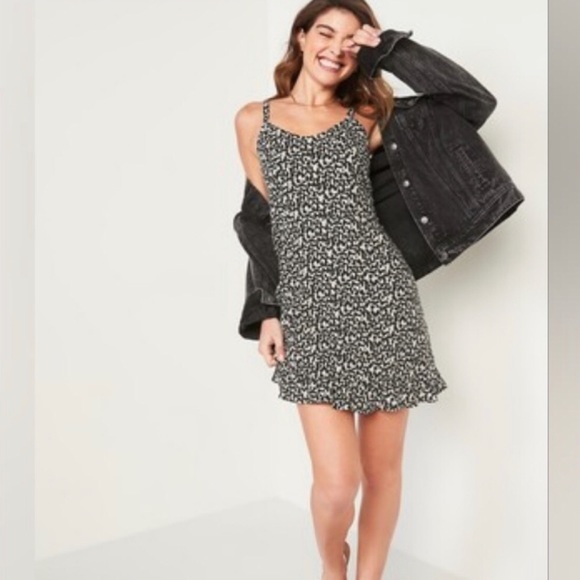Old Navy | Animal Print Linen Cami Mini Dress. Size Medium - Picture 1 of 14